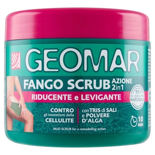Offerta a tempo: GEOMAR | Fango Scrub, Azione 2 in 1, Riducente e Levigante Contro gli Inestetismi della Cellulite, 95% di Origine Naturale, Tris Di Sali (Sale Marino, di Epsom e del Mar Morto), Made in Italy, 600 g - 32% da 15.90 € a 10.80 €