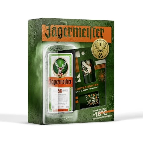 Jägermeister 70cl Special Pack - Con due bicchieri shot Limited Edition. Liquore a base di 56 Botani