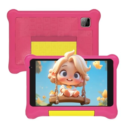 Yicty Andriod 12 Tableta Niños Quad Core 2GB RAM 32GB ROM 128GB Extensión Control Parental Tableta Educativa y Entretenimiento con Funda a Prueba de Golpes (Rosa)
