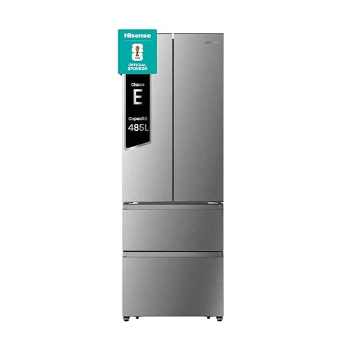Hisense RF632N4BCE Franse koelkast, 485 liter, gereduceerde diepte 70 cm, roestvrij staal, Total No Frost, energieklasse E