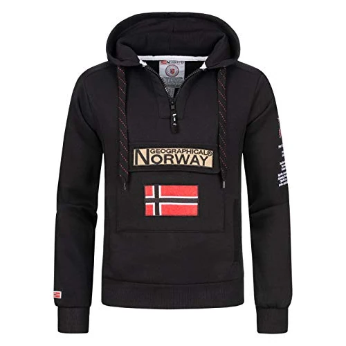 Geographical Norway GYMCLASS Men - Sudadera con Capucha y de Bolsillo Canguro para Hombre - Sudadera con Logo de la Marca y Manga Larga