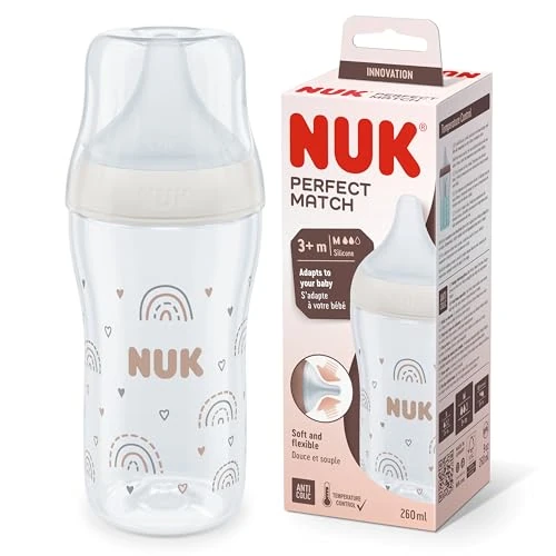 Offerta a tempo: NUK biberon Perfect Match | 3+ mesi | Si adatta al palato | Controllo della temperatura | Sfiato anti-colica | 260 ml | Senza BPA | Tettarella media in silicone | Arcobaleno - 59% da 11.90 € a 4.86 €