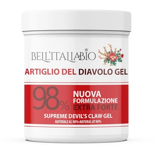 Gel Artiglio del Diavolo Extra Forte 98% 550ml Formula Naturale e Professionale per Massaggi Muscoli Crema Recupero Muscoli Sportiva con Collagene, Acido Ialuronico Bell'ItaliaBio Made in Italy