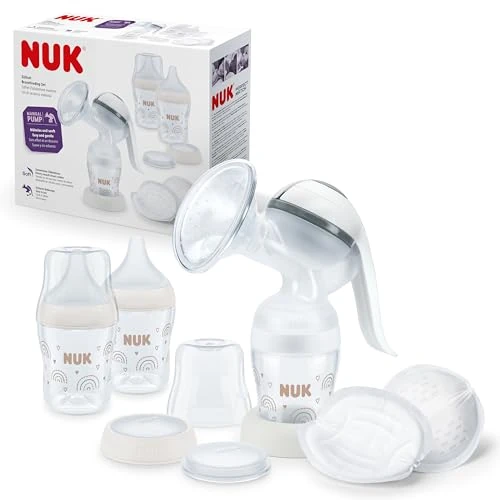 NUK Perfecte match borstvoedingsset | incl. 2 NUK perfecte match babyfles 150 ml, 2 afsluitplaatjes en 2-delige set borstvoedingsinzetstukken | 1 stuk