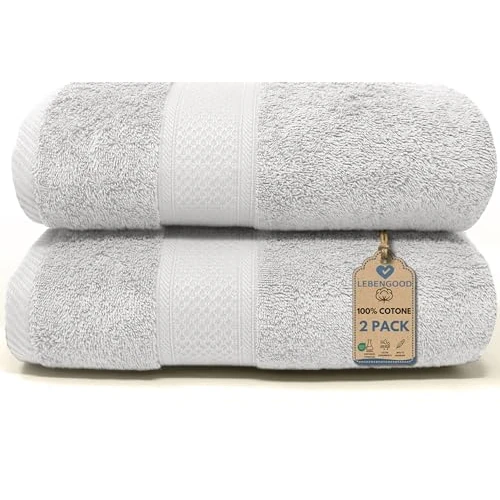 LEBENGOOD Bath and Shower Towels Set Cotton 550 gsm Large Soft, Absorbent and Durable Towels (2 70x130 White)