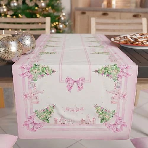 Offerta a tempo: PETTI Artigiani Italiani - Runner da Tavola Natalizio, Runner Natalizio, Runner Cucina 140x40 cm, Runner Natalizo Elegante Gnomo Rosa, 100% Made in Italy - 0.00% da 12.40 € a 12.40 €