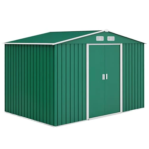 Offerta a tempo: Outsunny Casetta da Giardino 4.9 m² Fondazione 277x195x192 cm Verde Scuro - 5% da 302.95 € a 288.95 €