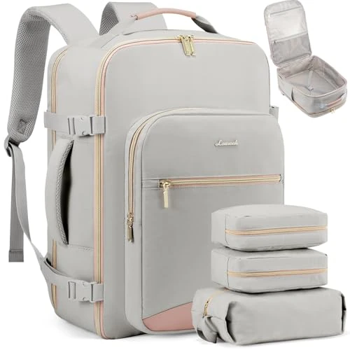 LOVEVOOK Hand Luggage Backpack Aeroplane, 40L Large Travel Backpack, Women's Suitcase Backpack, Waterproof Travel Bag for 17 Inch Laptop, Travel Backpack for Travel, Business, Hiking, Weekend,