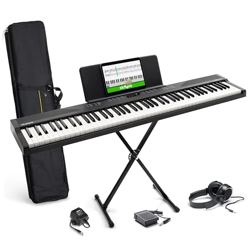 Offerta a tempo: Alesis Pianoforte Digitale 88 Tasti con 480 Suoni, Altoparlanti, USB MIDI, Custodia da Trasporto, Cuffie, Pedale e Lezioni per Principianti - 16% da 189.99 € a 159.99 €