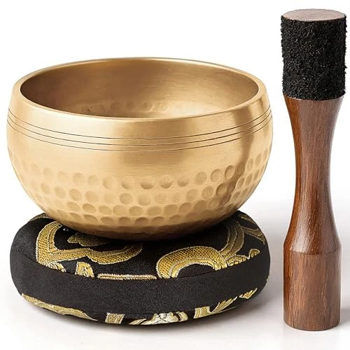Bol Chantant Tibétain Silent Mind – Anti-stress Authentique, Facile à Utiliser, Sonorité Apaisante, Fabriqué à la Main dans l’Himalaya, Parfait comme Idée Cadeau pour la Sophrologie et la Méditation