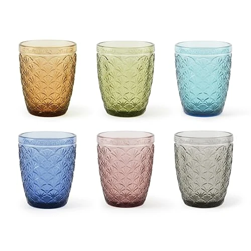 Oferta limitada: Excelsa Ginkgo - Juego de 6 vasos de agua, cristal tintado en pasta, capacidad 300 ml. de 41.69 EUR a 41.69 EUR (ahorro 0%)