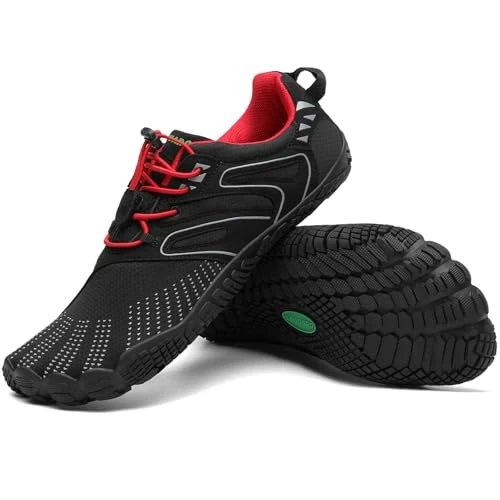 Offerta a tempo: SAGUARO Barefoot Shoes Uomo Scarpe Barefoot Donna Scarpe Minimaliste Scarpe a Piedi Nudi Antiscivolo Scarpe Trail Running Traspiranti Scarpe Dita Nero Nuovo Rosso EU Gr.41 - 27% da 42.99 € a 31.19 €