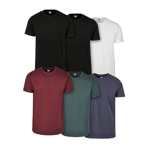 Urban Classics Men's Basic Tee 6-Pack S blk/blk/wht/rdwn/bttlgrn/NVY, Blk/Blk/Wht/Rdwn/Bttlgrn/NVY, S