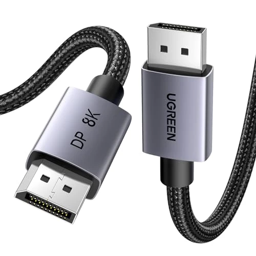 UGREEN DisplayPort 1.4 8K 60Hz 4K 240Hz UHD HDR GSync 3D Maschio Cable DP Alluminio Compatibile con Scheda TV Monitor, 2M
