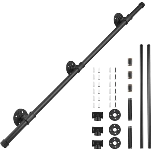 Offre limitée : Main Courante pour Escalier, Couleeur Rampe Escalier Intérieur Exterieur Galvanisation Industrielle Antidérapante Poignée Rambarde de Sécurité Support Banister Pour Sécurité Balcon Couloir (2.5M) de 49.99 € à 49.99 € (0.00% de remise)