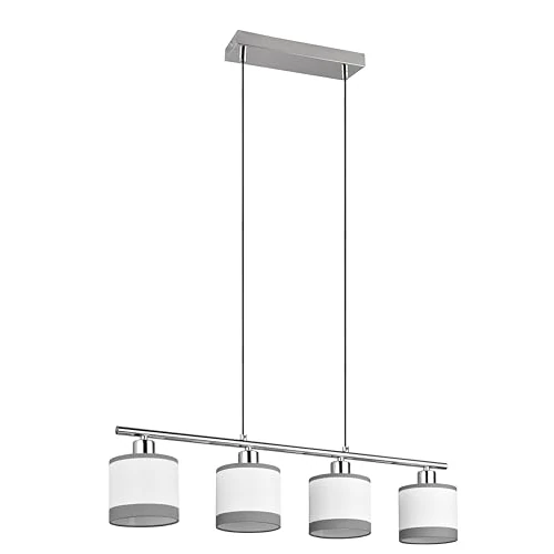 Offerta a tempo: Reality Lampada a sospensione Davos R31554006, Metallo cromato, Paralumi Tessuto Grigio/Bianco, escl. 4x E14 - 0.00% da 99.99 € a 99.99 €