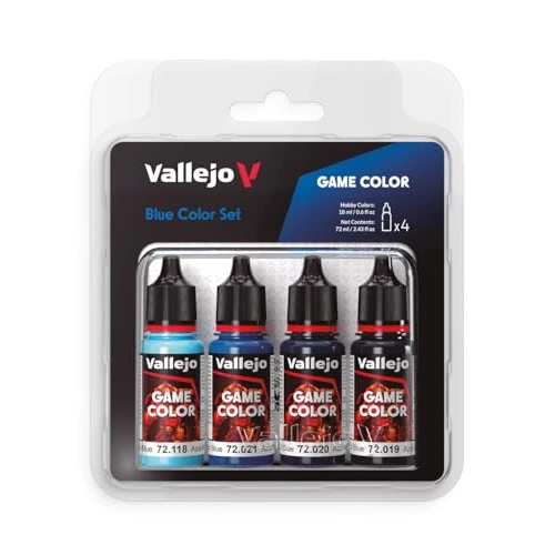 Offerta a tempo: Vallejo Set Pittura Acrilica Game Color Blu (Blue). Kit 4 Colori Finitura Opaca in Bottiglie da 18 ml con Contagocce per Miniature Fantasy e Wargames. - 24% da 19.95 € a 15.18 €