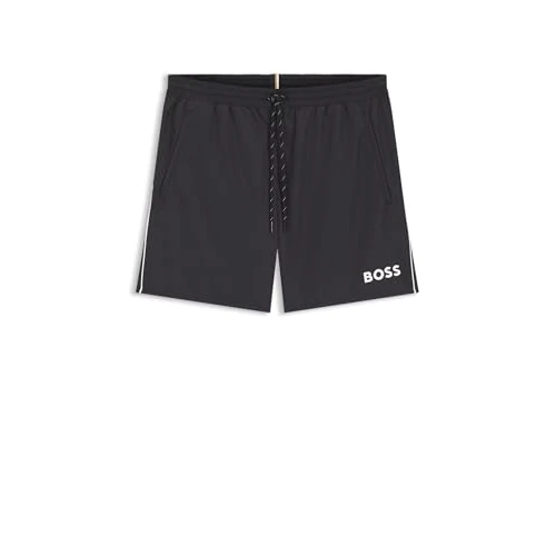 Zeitlich begrenztes Angebot: BOSS Herren Starfish Badeshorts mit kontrastfarbenem Logo und Paspelierung Schwarz001 XXL von 49.95 € auf 47.00 € (6% Rabatt)