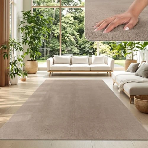 Beperkte aanbieding: TT Home Vloerkleed Woonkamer Laagpolig Eenkleurig Modern Design Wasbaar Geel Gold, Kleur:Taupe, Maat:120x160 cm van 27.99 EUR naar 27.99 EUR (besparing 0%)