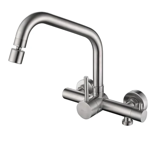 Offre limitée : ONECE Robinet Mural de Cuisine avec Interface 3/4 au Lave-vaisselle, Mitigeur Evier 2 Jets d'eau, Robinettrie avec Bec Rotatif, Robinet Encastré Pivotant à 360°, Brossé en Acier Inoxydable 304 de 59.99 € à 50.99 € (15% de remise)