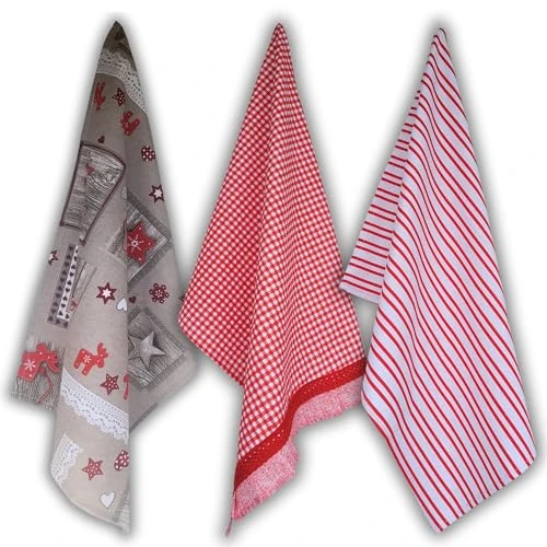 Generico Küchentücher Weihnachten Design Rechteck 50x70 cm 3er Set (grau_Mix)