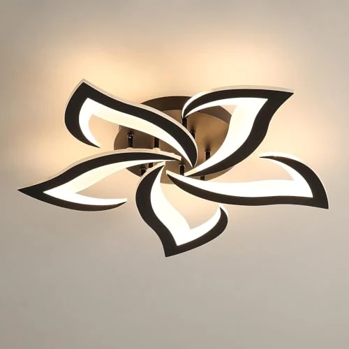 Comely Lampa sufitowa LED, 60 W 6000 LM 5 głowic Płatki Kreatywna nowoczesna lampa sufitowa LED, lampa sufitowa do sypialni, salonu, jadalni, ciepłego białego światła 3000K