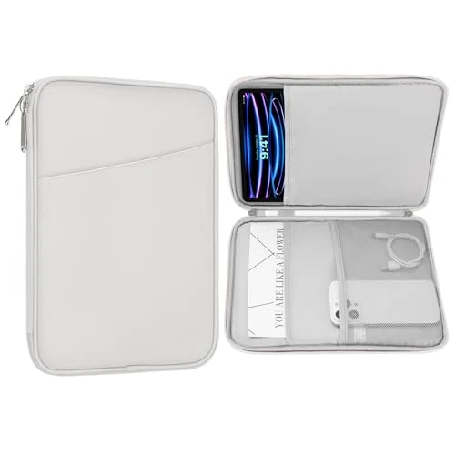 Limited-time offer: MoKo 9-11 Inch Tablet Sleeve Case, Fits 11inch iPad Air M3, iPad A16 2025, Pro 11 M4, iPad 10/9/8/7th, Galaxy Tab S9/S8/A8/A7, Protective Bag Carrying Case with Pocket,Gray + White from 15.99 GBP to 15.99 GBP (save 0%)