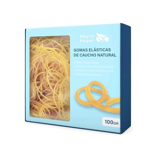 RAYLU PAPER - Elastici in Gomma Naturale al 100%, Anelli Elastici Riutilizzabili per Ufficio e Casa (180 Ø x 15 mm, 100g)