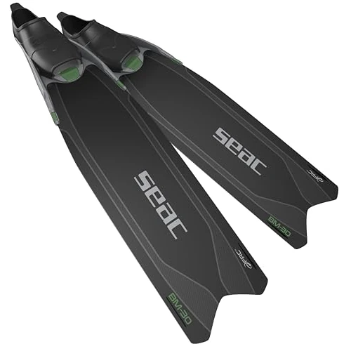 SEAC BM30, Long freediving fins with new generation blade, black/green, 3.5/5UK