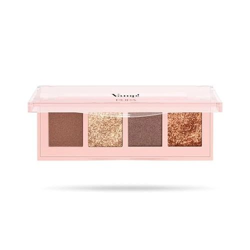 Pupa Palette 4 Eyeshadows Vamp! 002 Gold Bronze - A selection of must-have colours in 6 variations and 3 different finishes to create natural to intense eye make-up