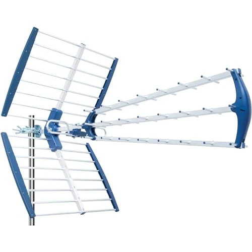 Limited offer: EDISION TALOS 18db Triple Digital Terrestrial Antenna UHF 21-48, with 5G LTE cutoff, ideal for Digital Terrestrial TV channels reception DVB-T/T2, 470-694Mhz, Lenght 47cm, LTE700, Blue and Aluminium from 60.05 EUR to 60.05 EUR (save 0%)