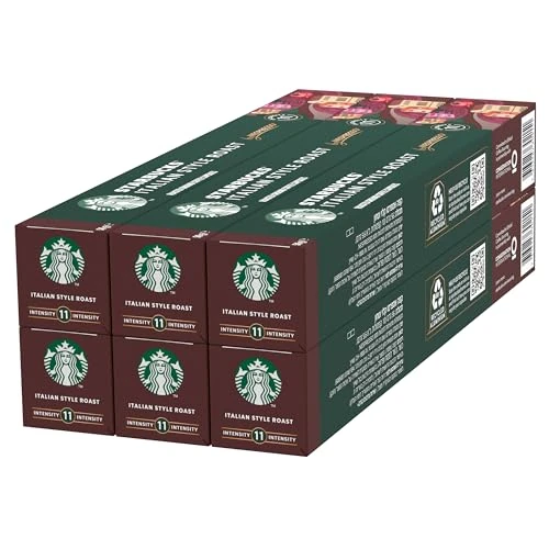 Offerta a tempo: STARBUCKS Italian Style Roast by Nespresso Caffè Espresso, 6 confezioni da 10 capsule (60 capsule compatibili Nespresso) - 24% da 24.99 € a 18.99 €