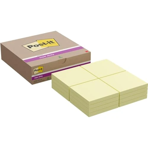 Offre limitée : Post-it Notes Autocollantes Super Sticky, Pack de 16 Blocs, 90 Feuilles par Bloc, 76 mm x 76 mm, Jaune Pastel - Feuillets Super Adhésifs pour Prise de Notes, Listes de Tâches et Rappels de 27.91 € à 27.91 € (0.00% de remise)