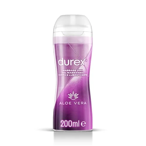 Durex Massage 2 in 1 Aloe Vera Intim Sexuelles Gleitgel auch für intime Beziehungen und Massagen geeignet, Gleitgel auf Wasserbasis, praktische Größe, 200 ml
