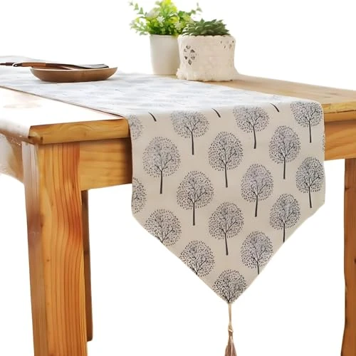 Offerta a tempo: CosyAurora - Runner da tavola in lino con alberi di gelso, beige, decorazione stagionale, decorazione per la casa e le feste (bianco crema, 30 x 200 cm) - 0% da 17.59 € a 17.59 €