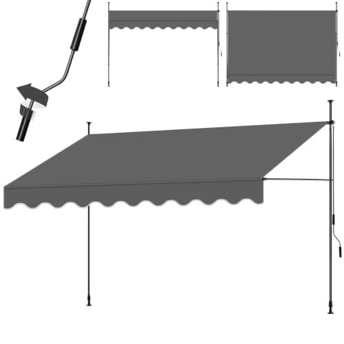Offerta a tempo: tectake® Tenda da Sole a Morsetto con Manovella, Altezza e Inclinazione Regolabile, Telo Impermeabile e Resistente ai Raggi UV, Ideale per Balcone e Terrazzo, 350x180cm - Nero/Grigio - 42% da 119.99 € a 69.99 €