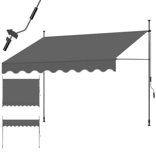 Offerta a tempo: tectake® Tenda da Sole a Morsetto per Balcone, 300x180cm, UV 50+ | senza Foratura, Resistente Raggi UV 50+, Regolabile in Altezza 211-304 cm, Idrorepellente, Montaggio Semplice, Nero/Grigio - 38% da 119.99 € a 74.79 €