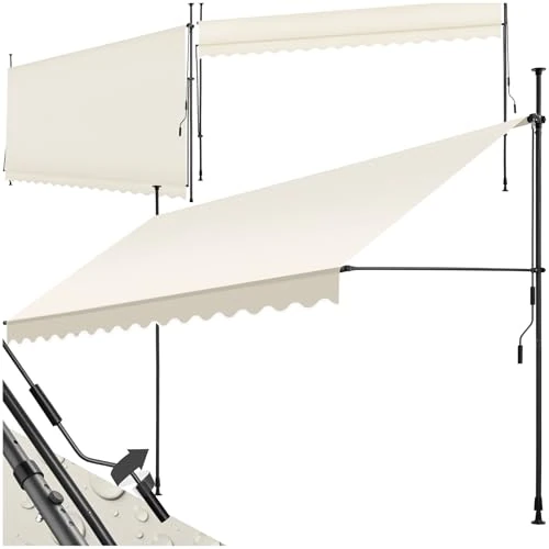 Tijdelijke aanbieding: tectake® Klemluifel - Balkonluifel zonder boren - In hoogte verstelbaar, UV-bestendig, waterafstotend - Terrasoverkapping, zonwerend voor terras en balkon - Breedte 400cm - div kleuren - Beige van 110.00 € naar 58.99 € (46.37% korti