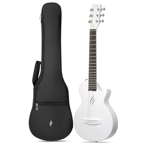 Begrenztes Angebot: Enya Nova Go Mini-Gitarre, Akustikgitarre, Weiß, 1/4 Reisegitarre, Kohlefaser, für Erwachsene, Anfänger, Starter-Set für Kinder von 109.99 EUR auf 87.99 EUR (Rabatt 20%)