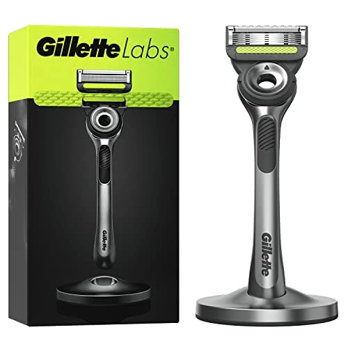 Gillette LABS Rasoir Homme avec 1 Lame de Rechange Base Magnétique et Barre Intégrée Supprime les impuretés Rasage Facile, Confort Optimal, Gris