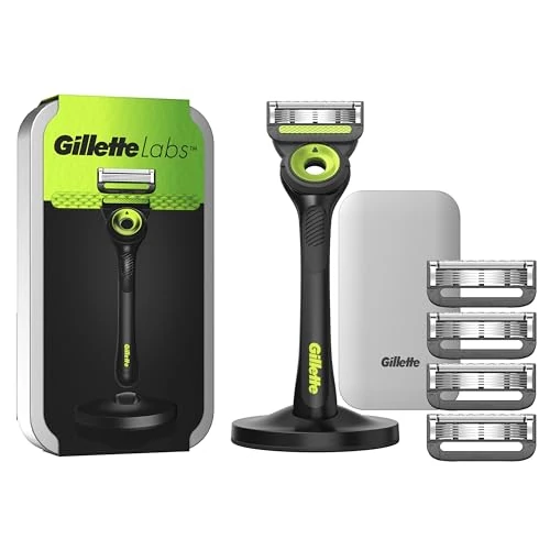 Gillette Labs Men's Razor with Integrated Bar, Travel Case, 5 Replacement Blades