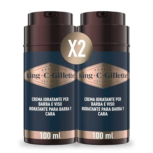 King C. Gillette KREM Nawilżający do twarzy, z witaminą B, 2 opakowania po 100 ml, zmiękcza skórę i broda, zapach króla C., do pielęgnacji brody, pomysł na prezent dla mężczyzn