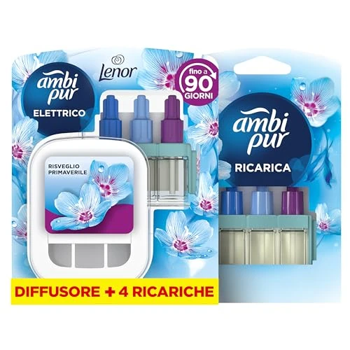 Febreze Programowalny odświeżacz powietrza, 3 Volution, wtyczka zapachowa, zestaw startowy + 4 x flakony do uzupełniania świeżych, 3 zmieniające się zapachy do zwalczania zapachów