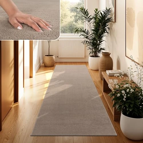 Offerta a tempo: Paco Home Tappeto Moderno e Morbido per Soggiorno a Pelo Corto Lavabile Fluffy Uni Effetto Pelliccia Senza Tempo Elegante Antiscivolo Facile da Pulire, Dimensione:80x300 cm, Colore:Taupe - 15% da 39.99 € a 33.99 €