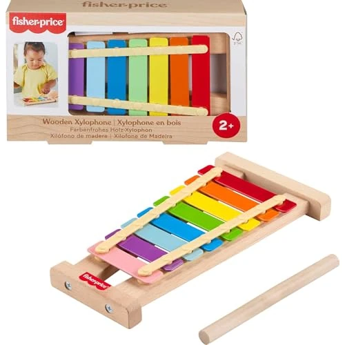 Offerta a tempo: Fisher-Price - Xilofono in Legno, Set Musicale xilofono e martelletto in Legno Incluso per Lo Sviluppo delle capacità motorie complesse e sensoriali, Giocattolo per Bambini, 2+ Anni, HXV13 - 40% da 17.99 € a 10.72 €