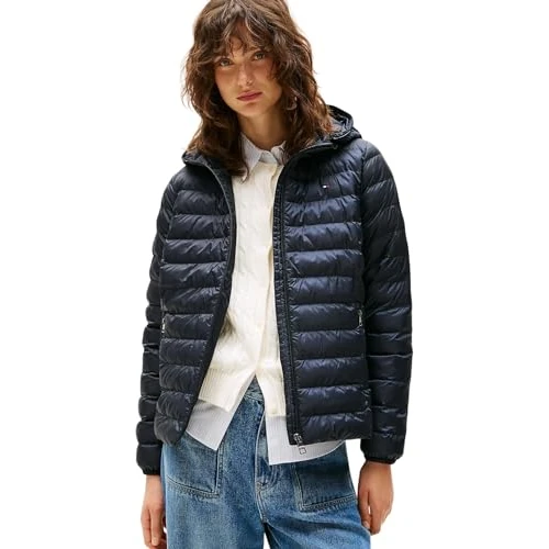 Limitiertes Angebot: Tommy Hilfiger Damen Daunenjacke Padded Global Stripe Jacket mit Kapuze, Blau (Desert Sky), XXL von 199.90 EUR auf 125.07 EUR (Spare 37%)