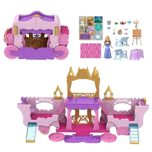 Tijdelijke aanbieding: Mattel Disney Prinses Koets naar Kasteel Transformerende Speelset met kleine Aurora pop, 3 verdiepingen, 6 speelplekken, 4 figuren, meubels en accessoires HWX17 van 26.43 EUR naar 26.43 EUR (korting 0%)