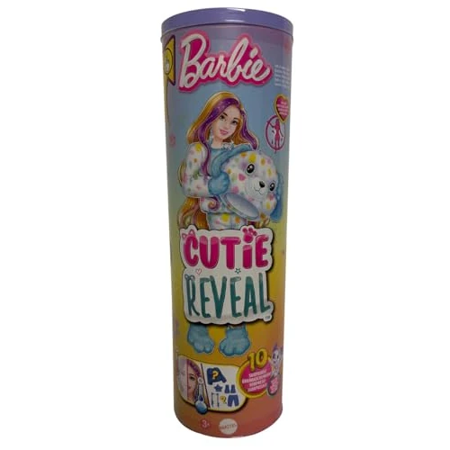 Barbie Cutie Reveal Doll & Accessories with Rainbow Dalmatian Plush Costume & 10 Surprises Including Color Change, Color Dream Series, HRK41
