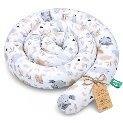 Zeitlich begrenztes Angebot: Totsy Baby XXL bettschlange bettkissen stillkissen bettrolle bettkantenschutz zierkissen bettumrandung Schlange XL Handmade hellgrau mit eulen 400 cm Oeko-tex-Zertifikat von 43.74 € auf 39.99 € (9% Rabatt)