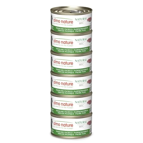 almo Nature Mega Pack – Atún del Pacífico, alimento húmedo para Gatos Adultos 100% Natural. Paquete de 6 latas x 70 g